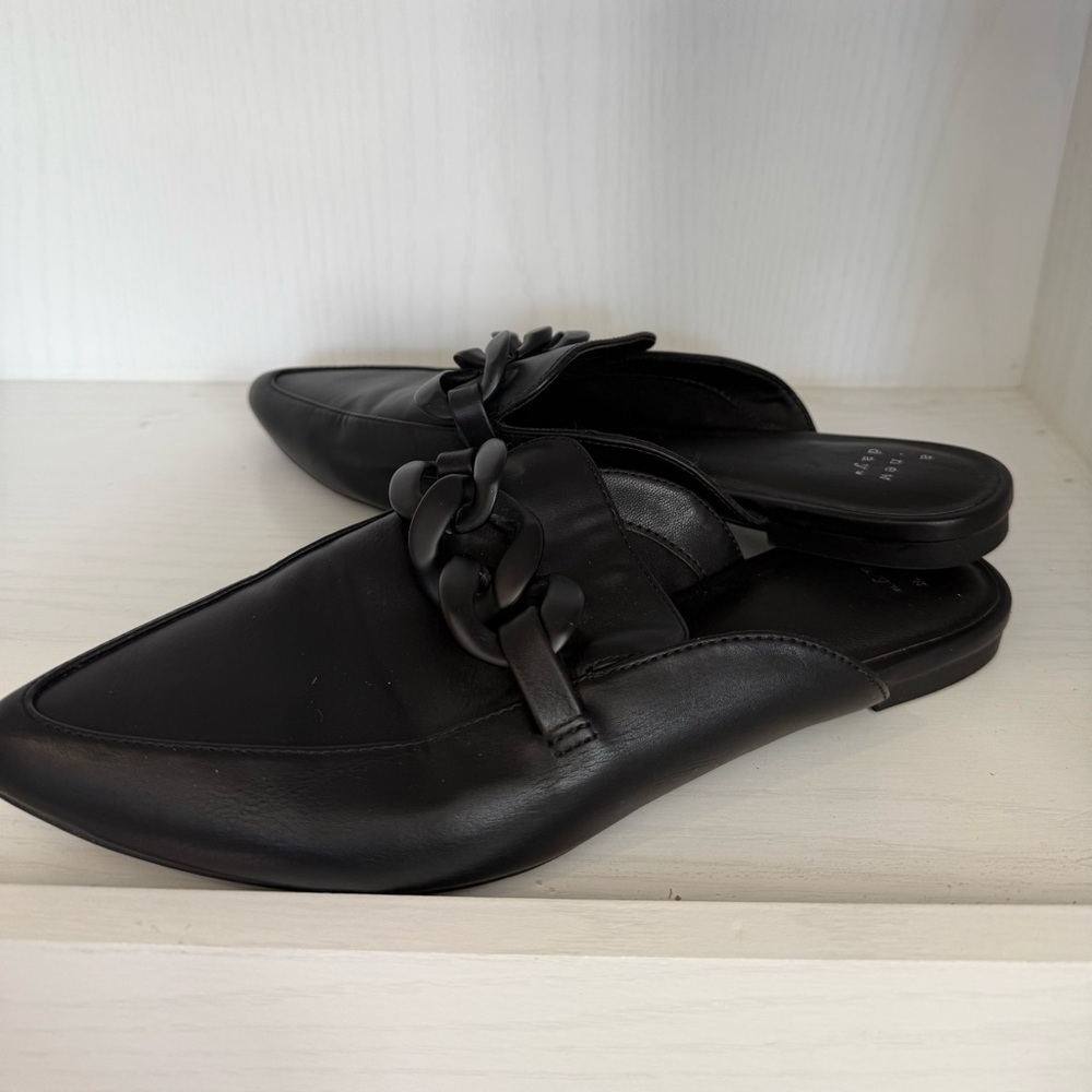 a new day Black Chain Detail Mules